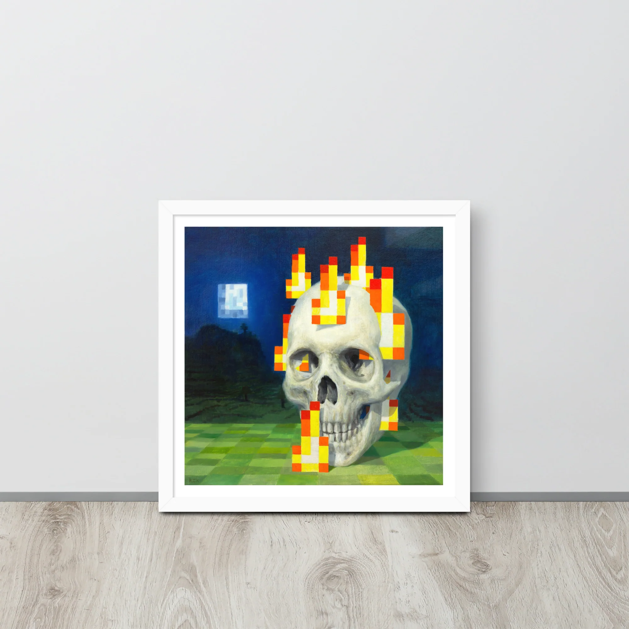Skull on fire / Burning skull - Framed poster - Image 14