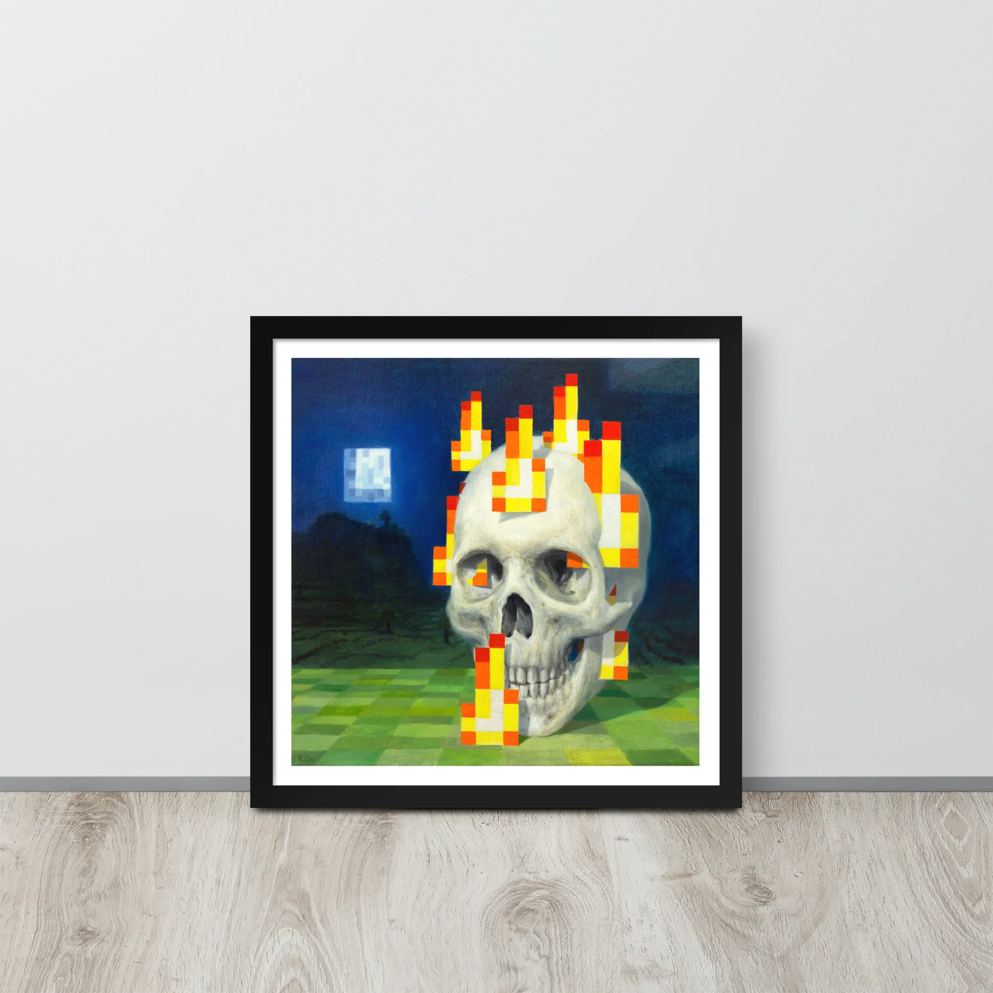Skull on fire / Burning skull - Framed poster - Image 4
