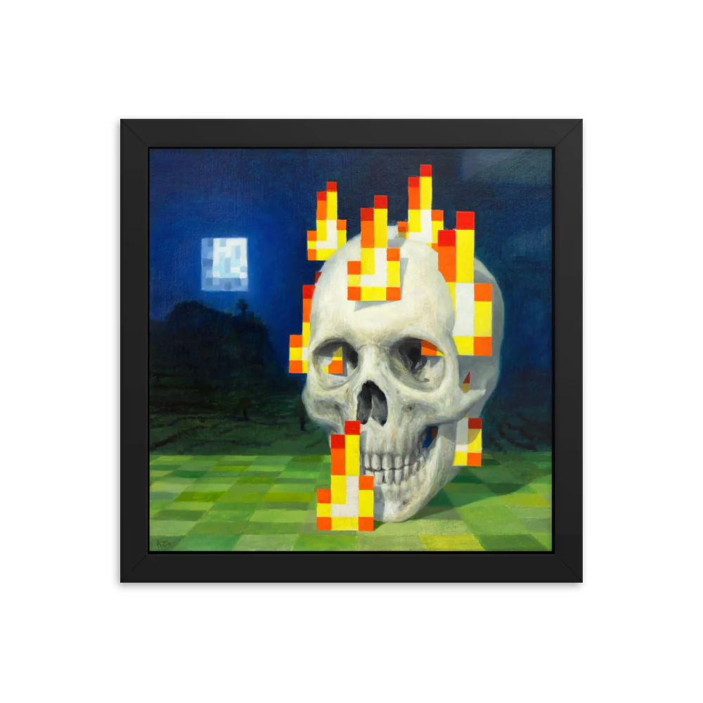 Skull on fire / Burning skull - Framed poster - no white border - Image 3