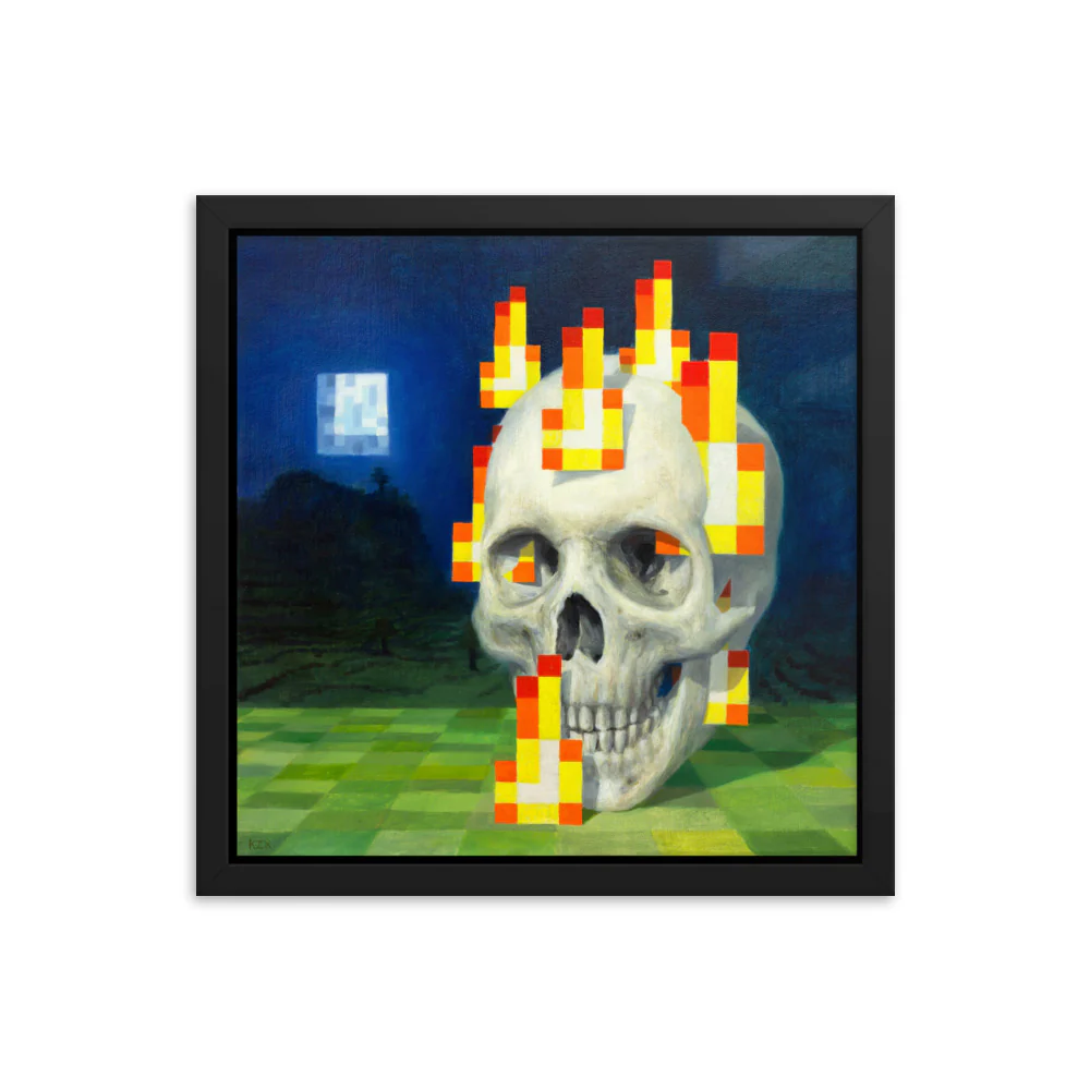 Skull on fire / Burning skull - Framed poster - no white border - Image 5